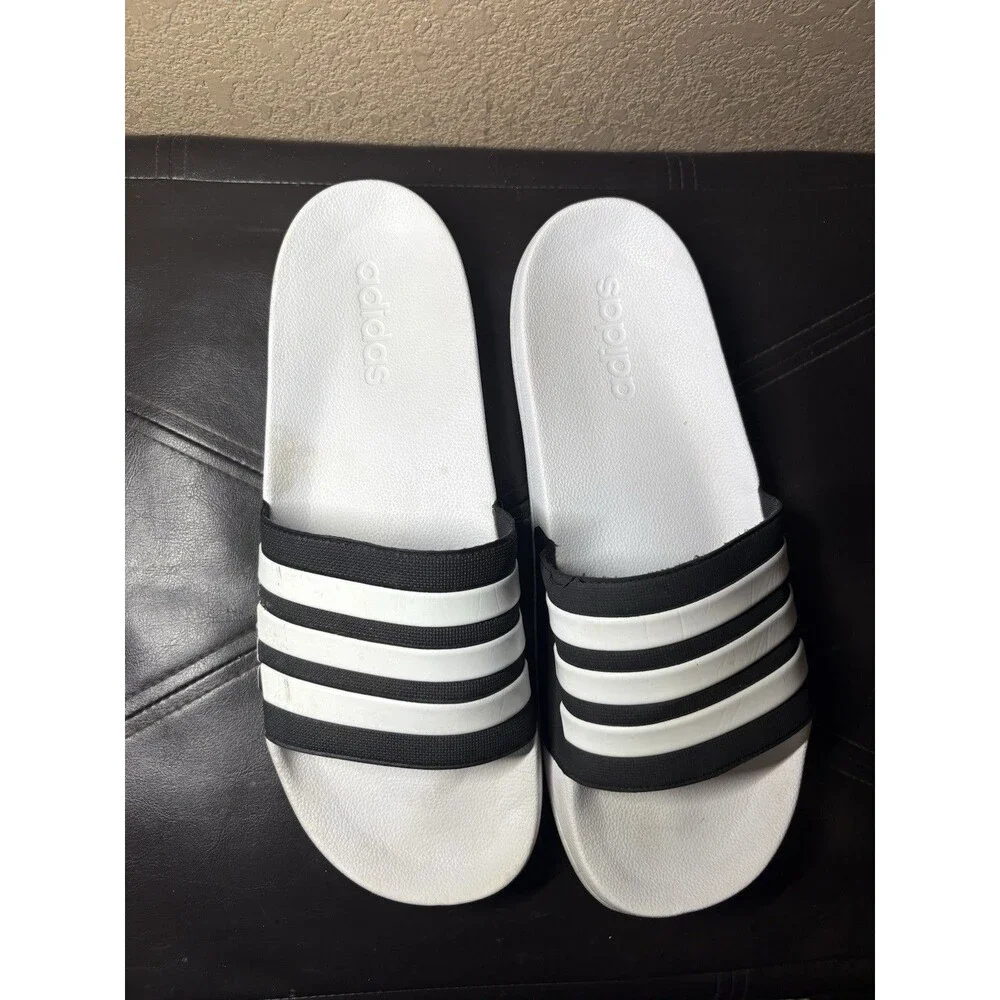Adidas Men’s Adilette Shower Slides White/Black Size 14